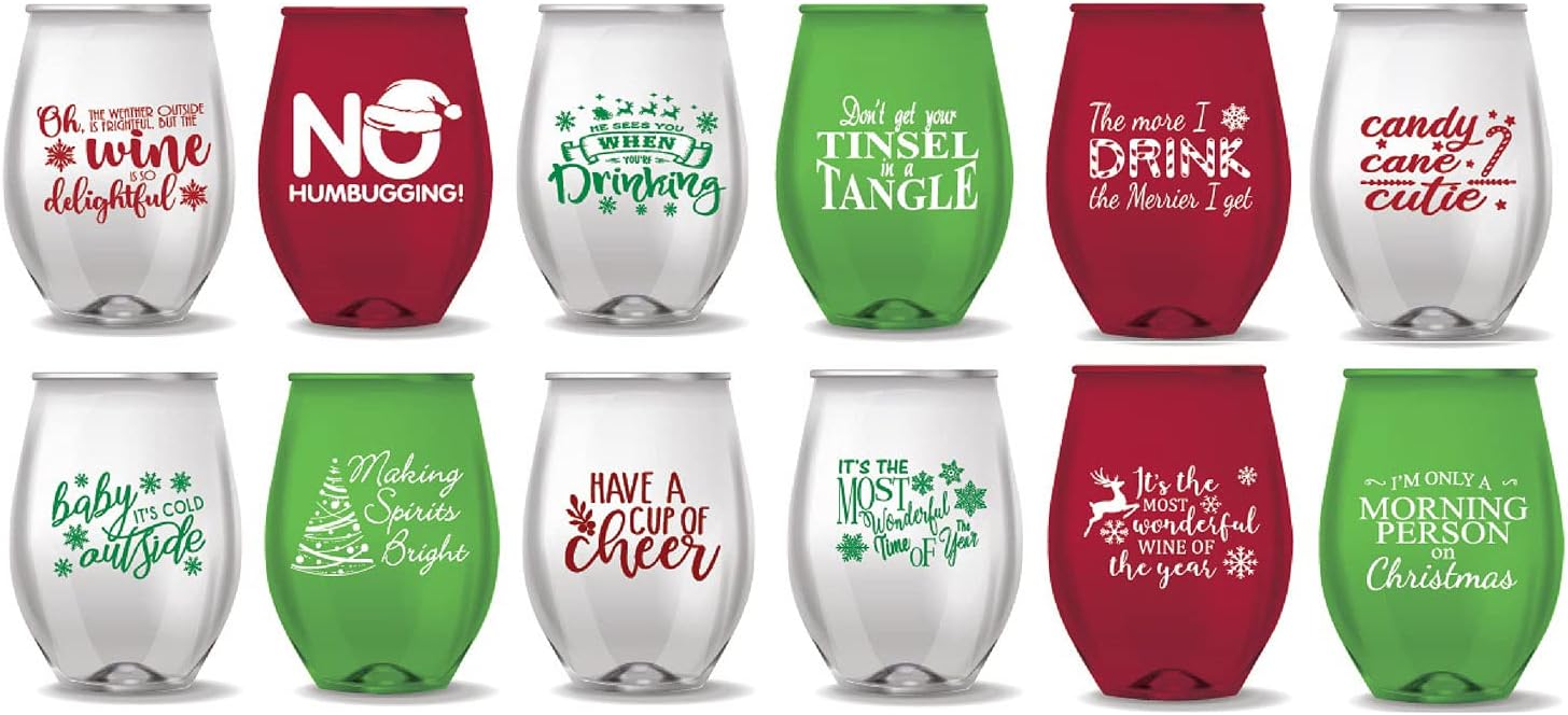 Stemless Wine Glasses, Set of 12