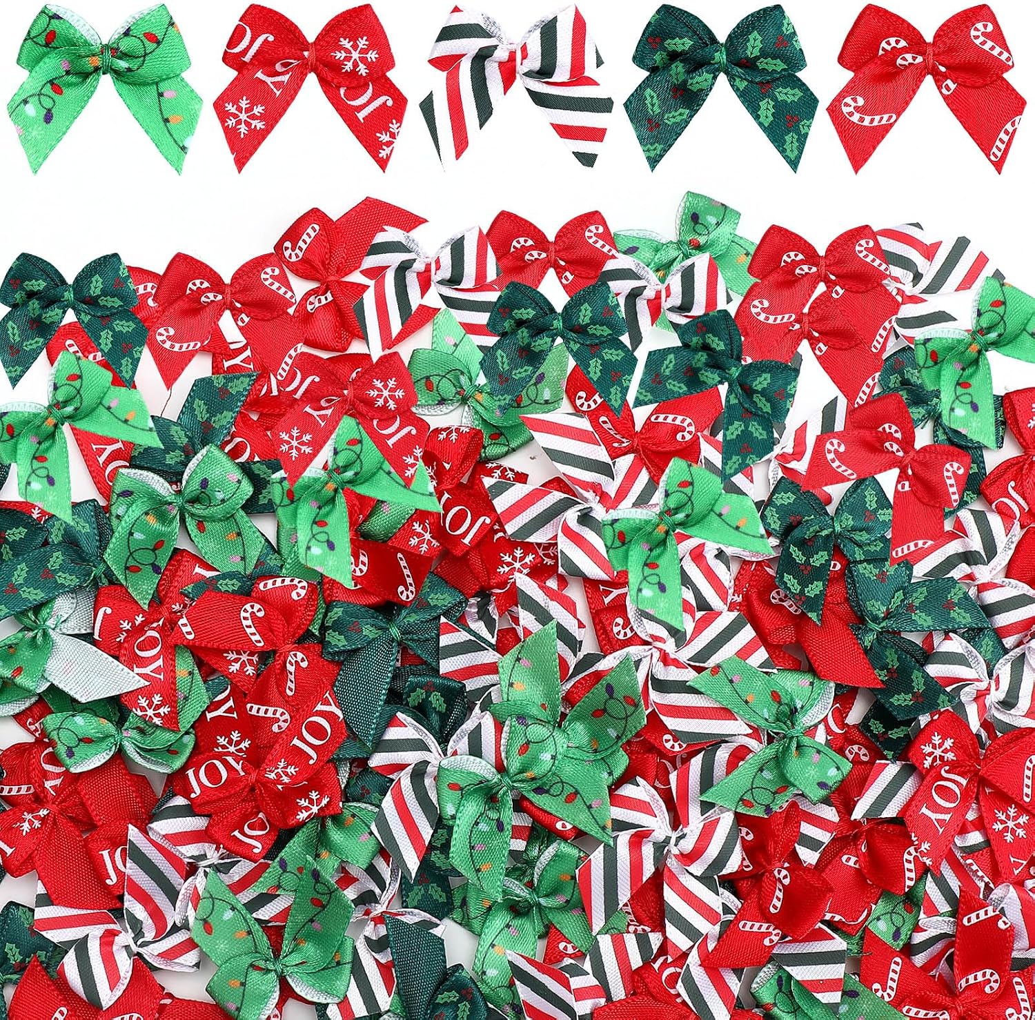 150 Pcs Mini Christmas Twist Tie Bows for Crafts & Gift Wrapping