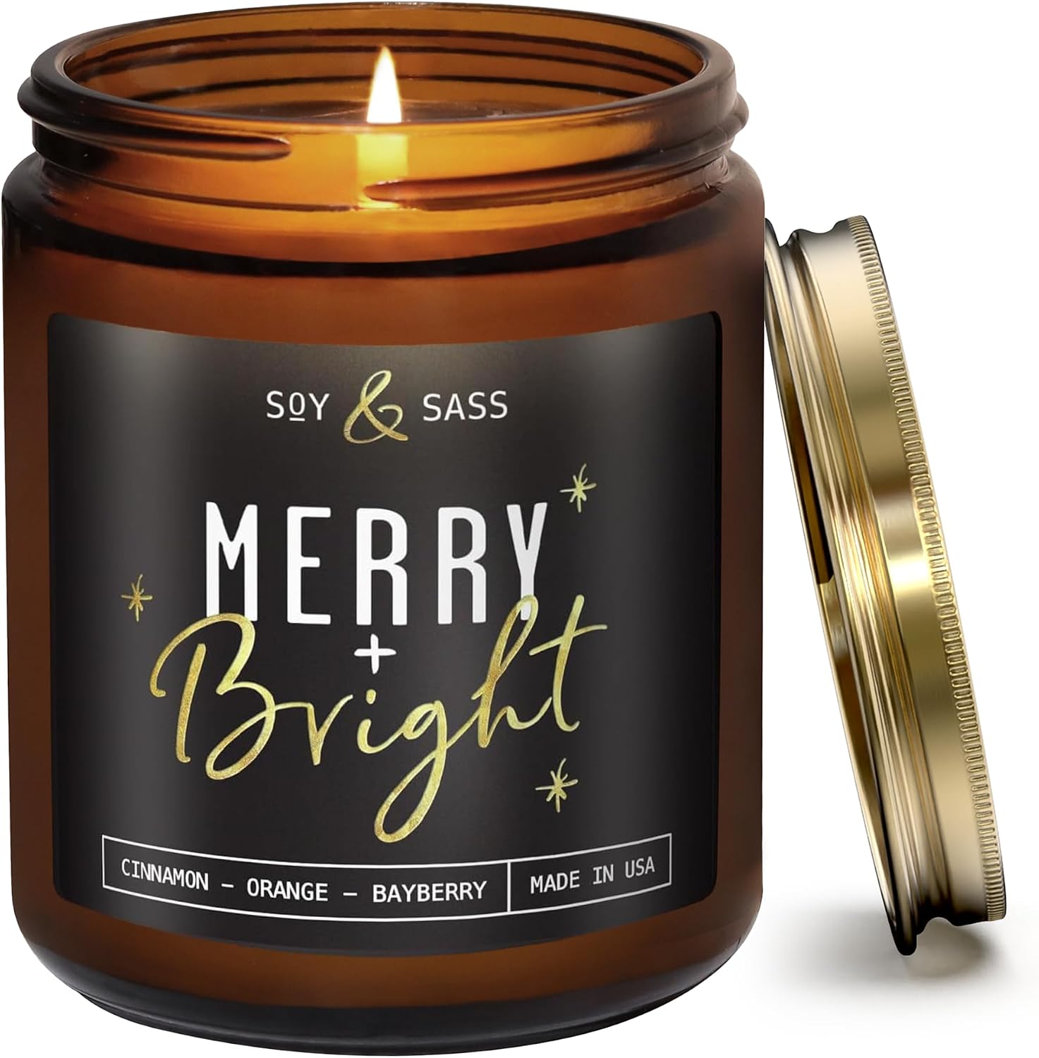 'Merry & Bright' Soy Christmas Candle with Cranberries, Cinnamon & Orange