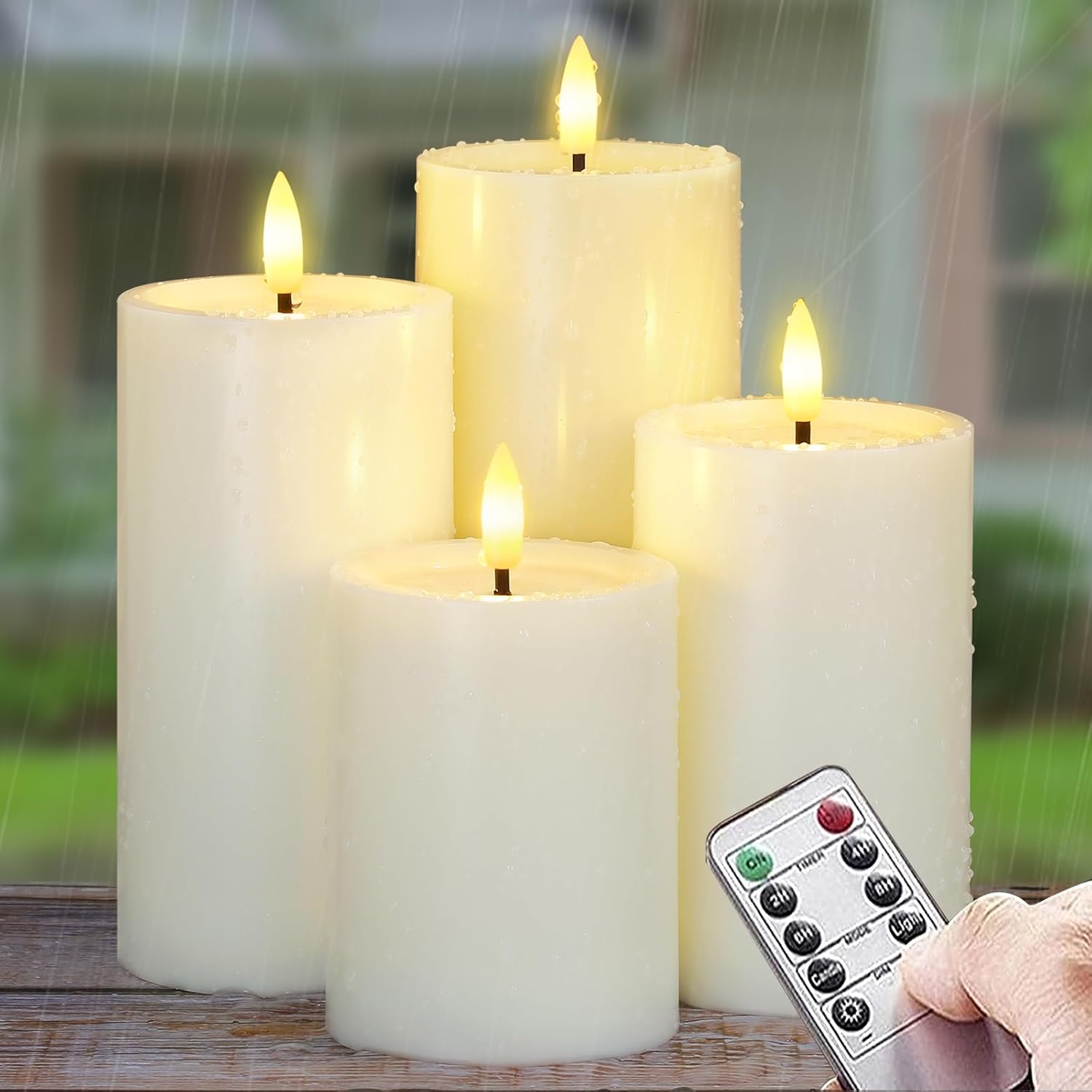4pcs Flameless Waterproof Candles with Remote, Grease Effect LED
