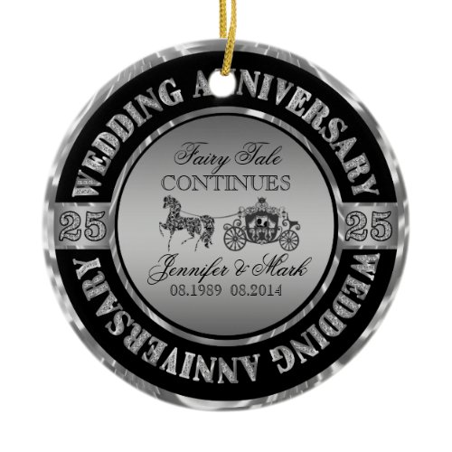 25th Wedding Anniversary-Wedding Horse &amp; Carriage Ceramic Ornament