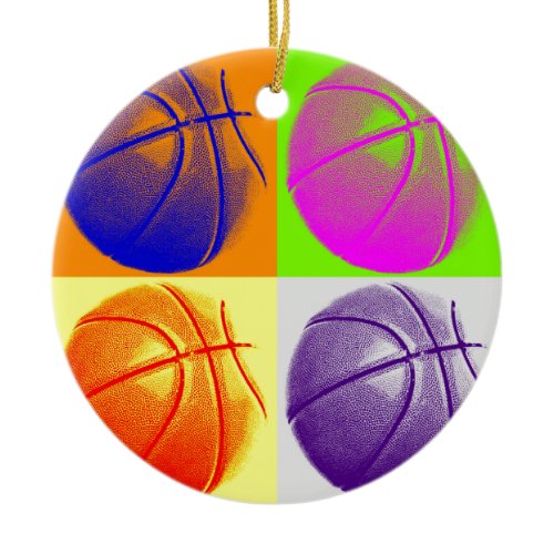 4 Colors Pop Art Basketball Ceramic Ornament