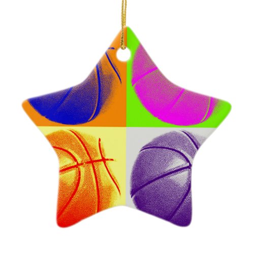 4 Colors Pop Art Basketball Ceramic Ornament