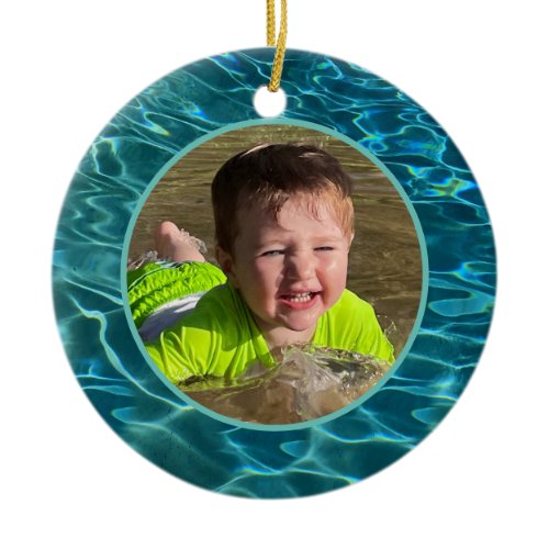 Aqua Blue Water Pattern, rippling ocean waves Ceramic Ornament