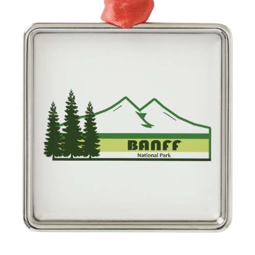 Banff National Park Green Stripes Metal Ornament