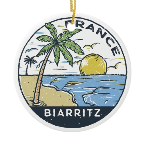 Biarritz France Vintage Ceramic Ornament