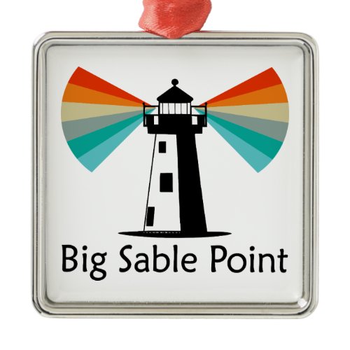 Big Sable Point Lighthouse Rainbow Metal Ornament