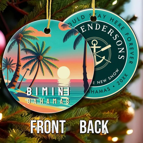 Bimini Bahamas Retro Sunset Travel Souvenir 1950s Ceramic Ornament