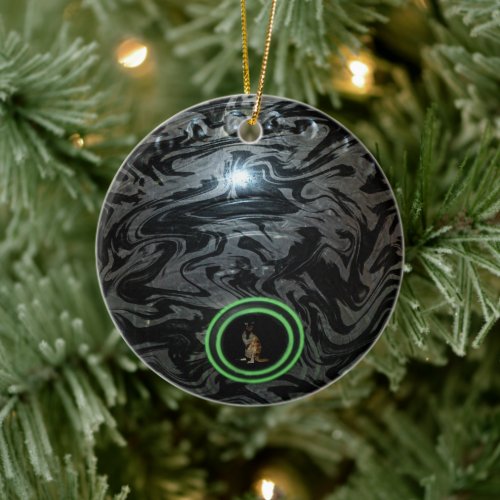 Black And Gray Lawn Bowl, Christmas Tree Ornament