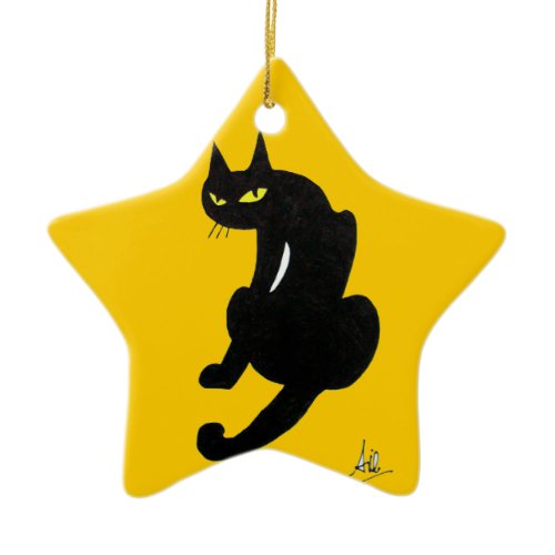 BLACK CAT HALLOWEEN PARTY CERAMIC ORNAMENT
