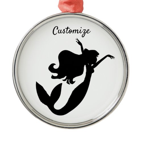 Black Mermaid Silhouette Thunder_Cove Metal Ornament