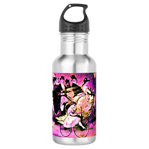 BLACK PINK PURPLE BICYCLE WEDDING PARTY STAINLESS STEEL WATER BOTTLE