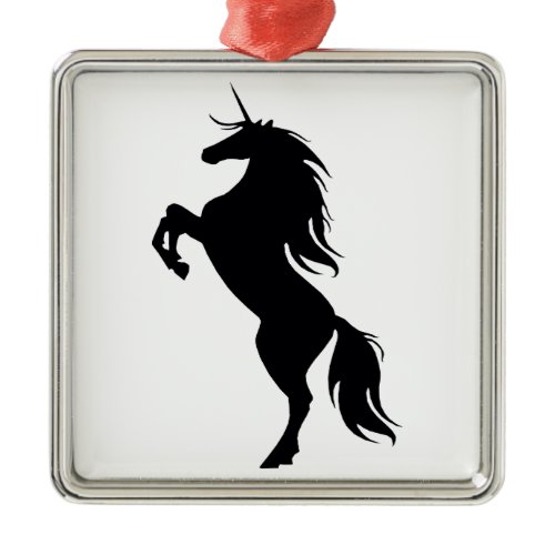 Black Unicorn Silhouette Square Ornament