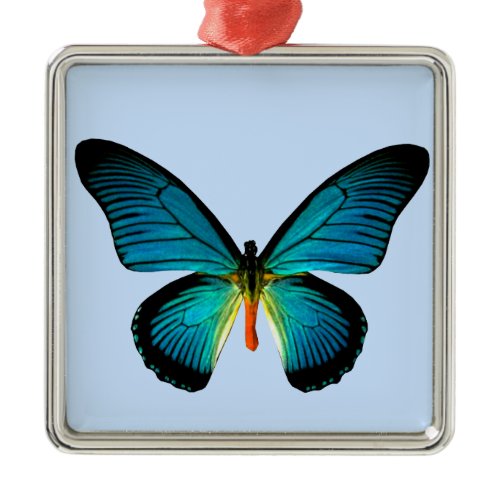 Blue Butterfly Square Ornament
