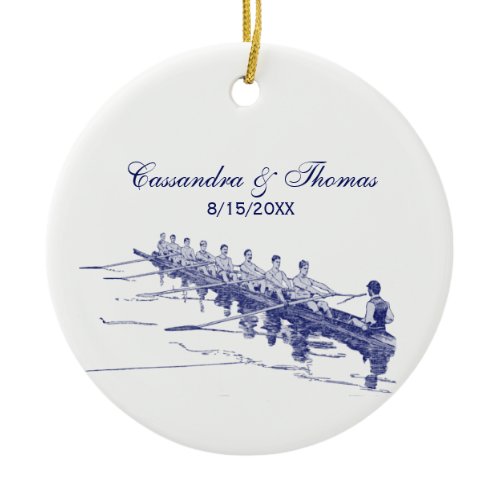 Blue Rowing Rowers Crew Team Water Sports #3 Ceramic Ornament