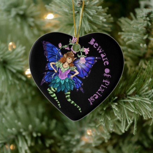 Blue Winged Pixie Ceramic Ornament