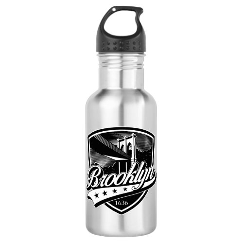 Brooklyn Shield with Swoosh Design Stainless Steel Water Bottle