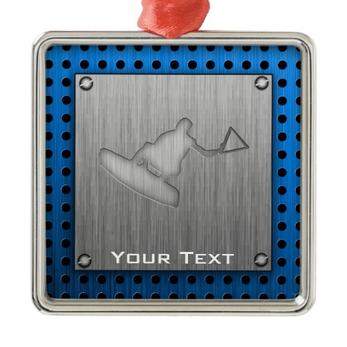 Brushed Metal-look Wakeboarder Metal Ornament