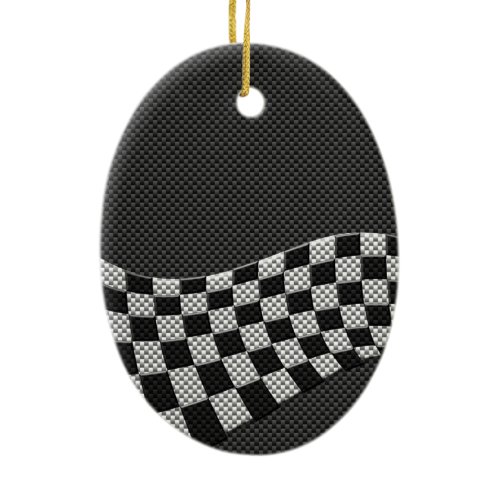 Carbon Fiber Racing Flag Wave Print Decor Ceramic Ornament