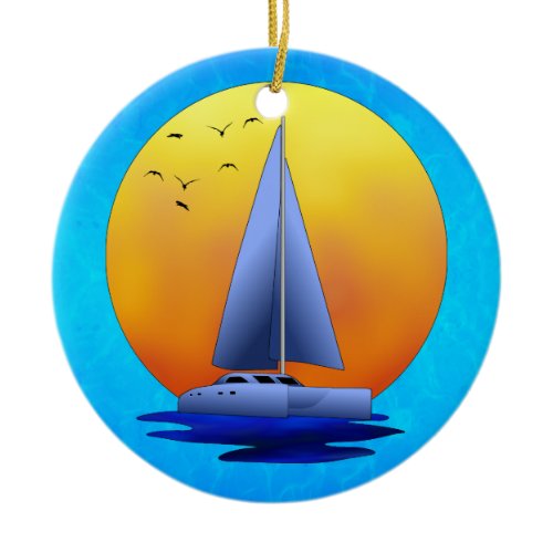 Catamaran Sailing Ceramic Ornament