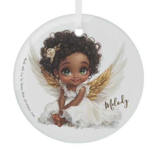 Celestial Bloom: Angelic Grace in Lace Glass Ornament