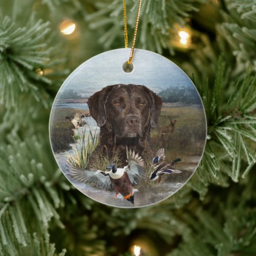 Chesapeake Bay Retriever, Art  Ceramic Ornament