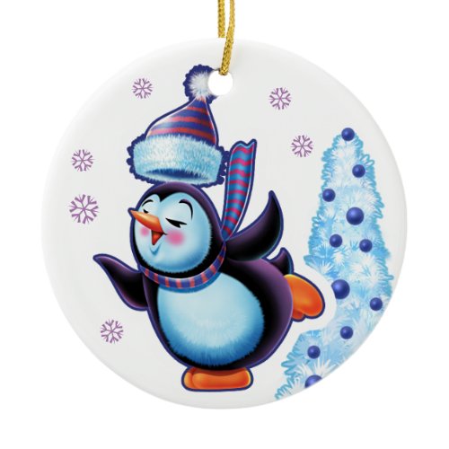 Christmas ornament double sided penguin/snowman