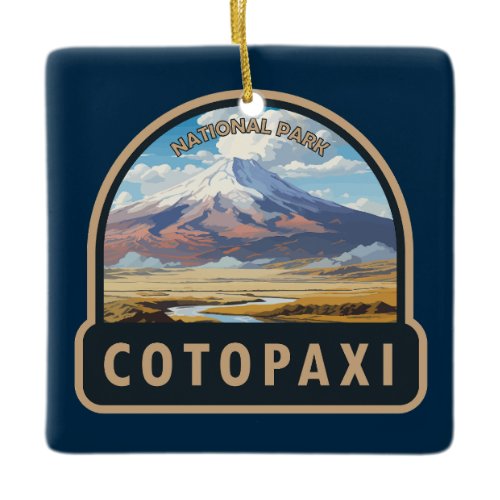 Cotopaxi National Park Ecuador Travel Art Vintage Ceramic Ornament