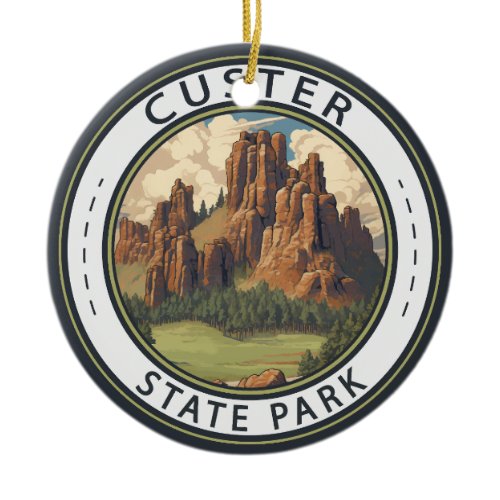 Custer State Park South Dakota Travel Art Vintage Ceramic Ornament