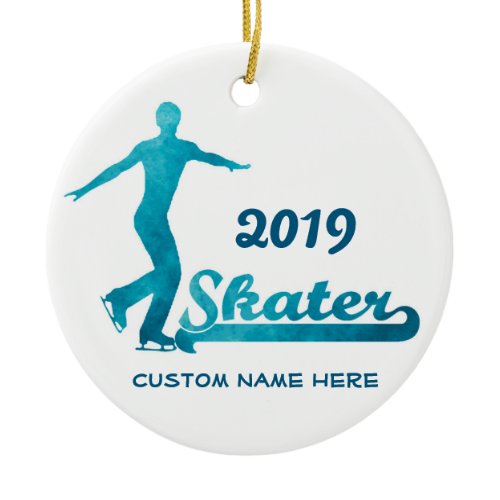 Custom Blue Figure Skating Ornament 2019
