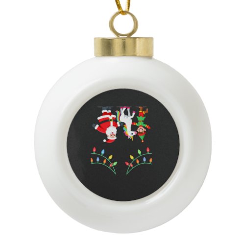 Dabbing Santa Elf Unicorn Christmas Kids Boys Men  Ceramic Ball Christmas Ornament