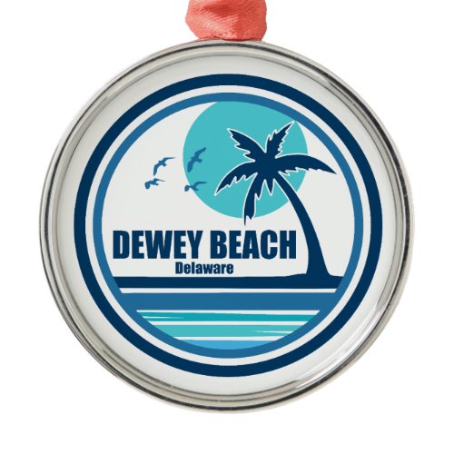 Dewey Beach Delaware Palm Tree Birds Metal Ornament