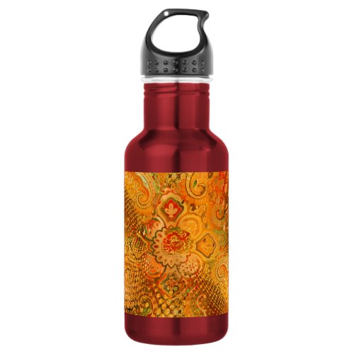 Earthy Orange Tones Paisley Stainless Steel Water Bottle