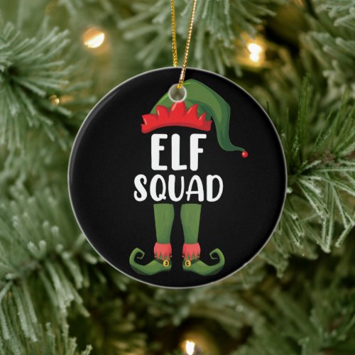 Elf Squad Funny Family Matching Christmas  Ceramic Ornament