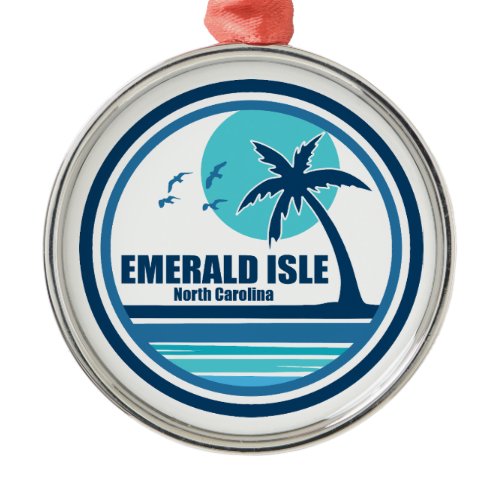 Emerald Isle North Carolina Palm Tree Birds Metal Ornament