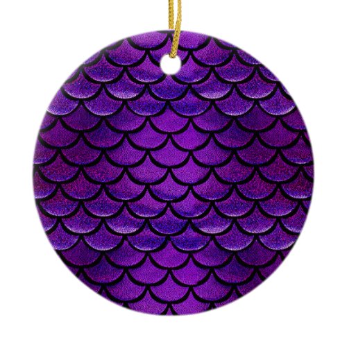 Falln Purple &amp; Blue Mermaid Scales Ceramic Ornament