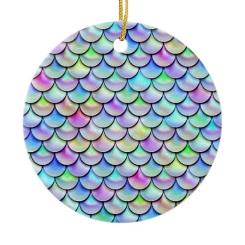Falln Rainbow Bubble Mermaid Scales Ceramic Ornament