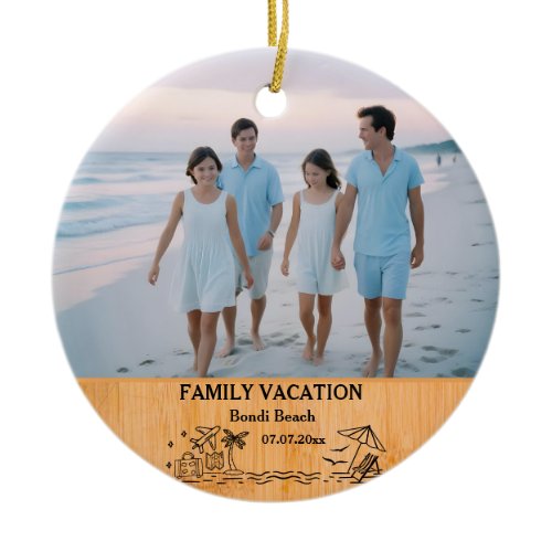 Family Vacation keepsake &amp; Custom 2 Photo Ceramic Ornament
