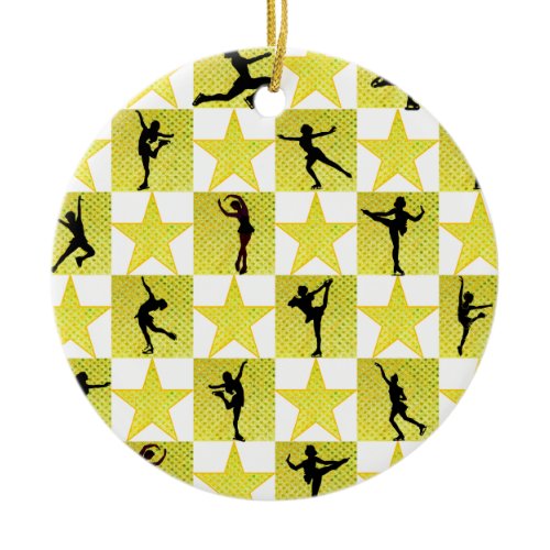 FIGURE SKATING CHRISTMAS QUEEN CERAMIC ORNAMENT