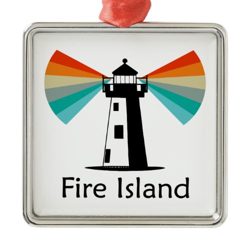 Fire Island Lighthouse Rainbow Metal Ornament