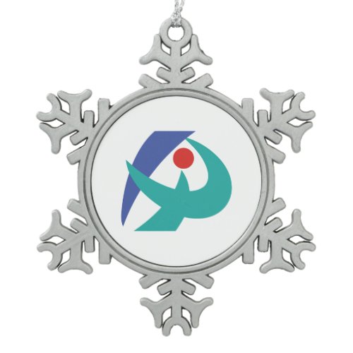 Flag of Iga, Mie, Japan Snowflake Pewter Christmas Ornament