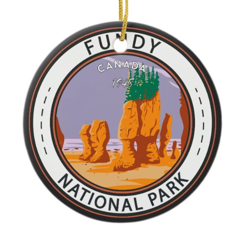 Fundy National Park Canada Vintage Badge Ceramic Ornament