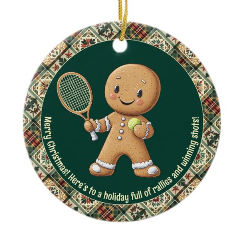 Gingerbread Tennis Grand Slam 🎾🎄custom text Ceramic Ornament