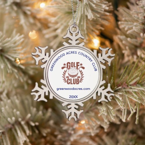 Golf Club League Logo Website Year Snowflake Pewter Christmas Ornament
