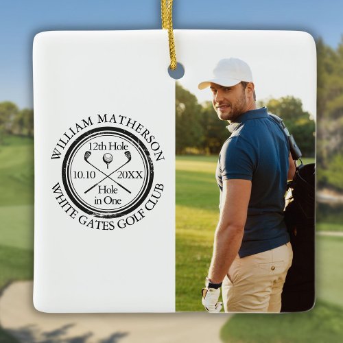 Golf Hole in One Personalized Photo Golfer  Ceramic Ornament