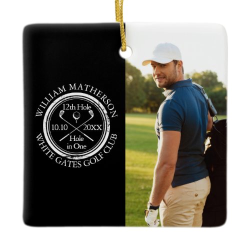 Golf Hole in One Personalized Photo Golfer Ceramic Ornament