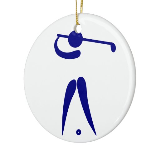 Golf Player Blue White Sports, add text and color Ceramic Ornament