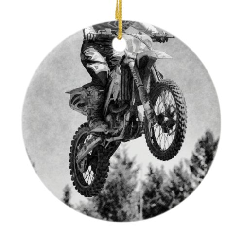Got Some Air! - Motocross Racer Ceramic Ornament