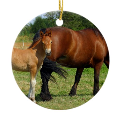 Grazing Horse Family Ornament