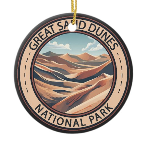 Great Sand Dunes National Park Illustration Travel Ceramic Ornament